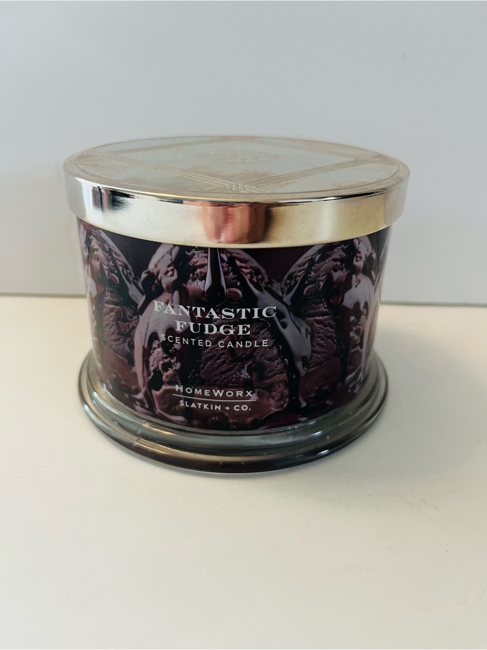 Homeworx Slatkin & Co. Fantastic Fudge Scented 3 Wick Candle Unburned 14 Oz.